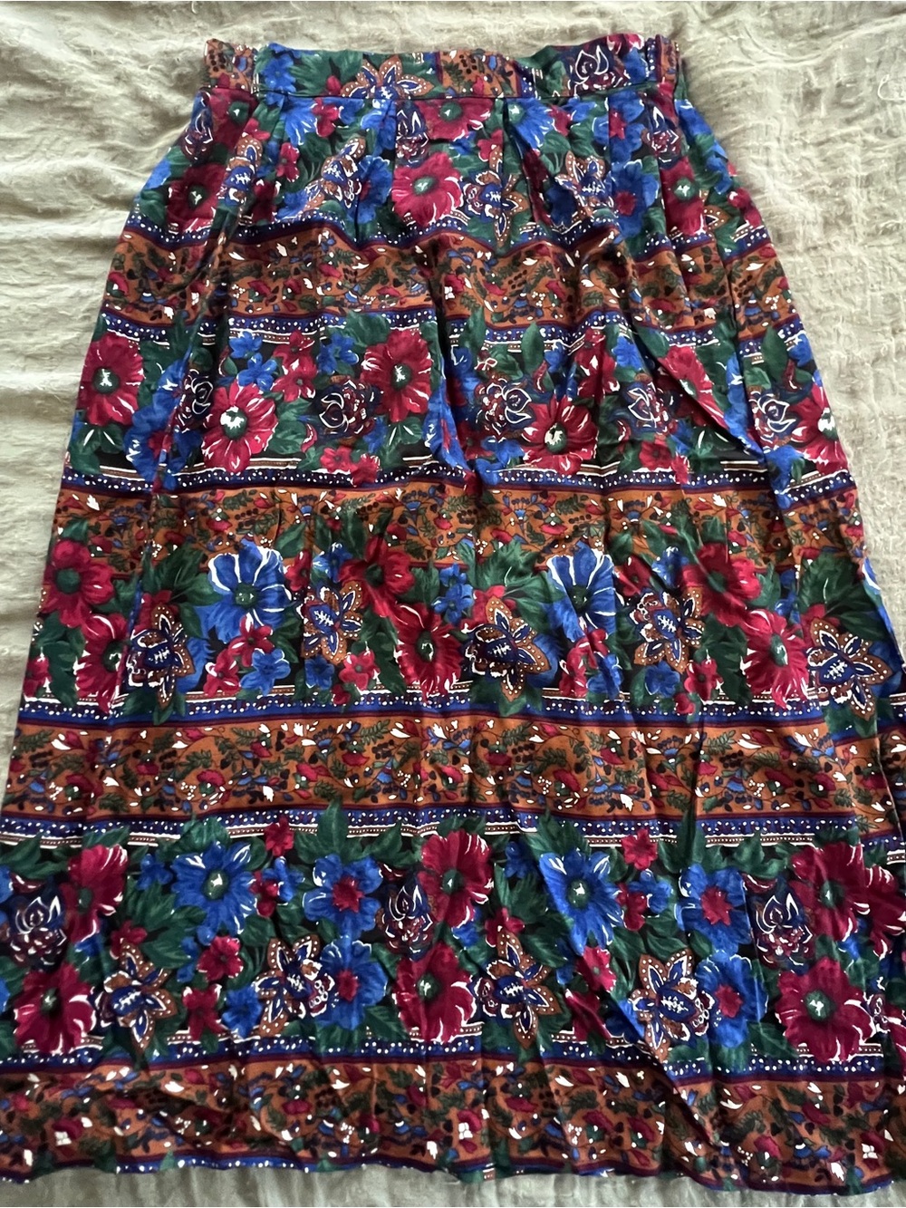 Vintage 90s Moody Cottagecore Boho Whimsical Floral Long Maxi Skirt Size 18W